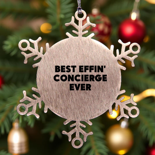 Funny Concierge Gifts, Christmas Unique Snowflake Ornaments for Men, Women, Friends, and Family from the Best Effin' Concierge Ever