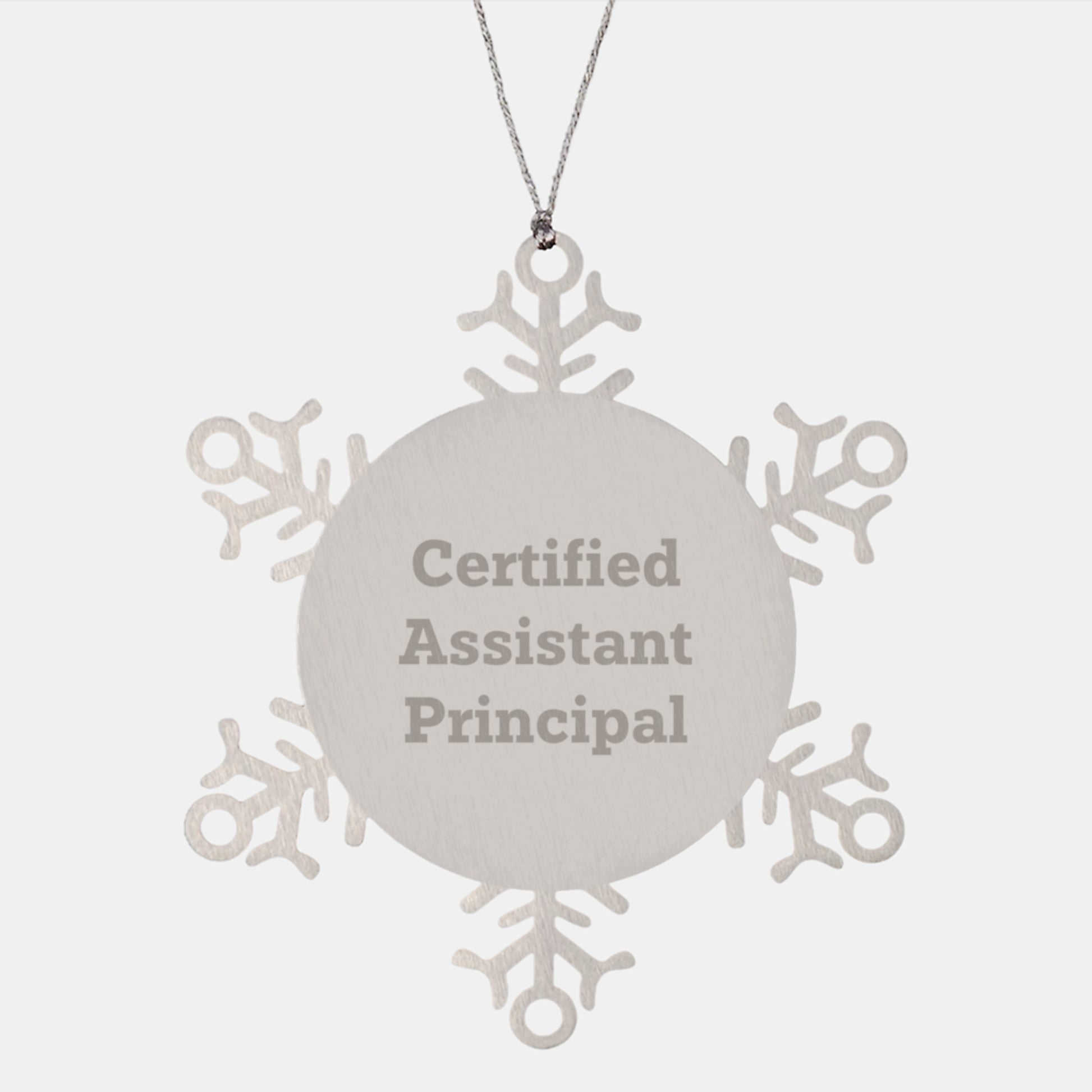 Assistant Principal Gifts from Friends - Funny Snowflake Ornament for Christmas, Certified Assistant Principal Quote, 3.14 Inch Shatterproof Stainless Steel Ornament - Image 1
