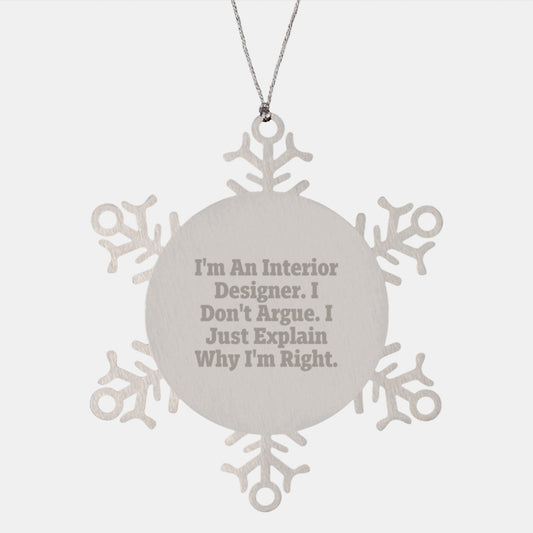 Funny Interior Designer Gifts from Friends - Snowflake Ornament for Interior Decorators, Unique Christmas Unique Gift Ideas, Snowflake Christmas Decorations - Image 1