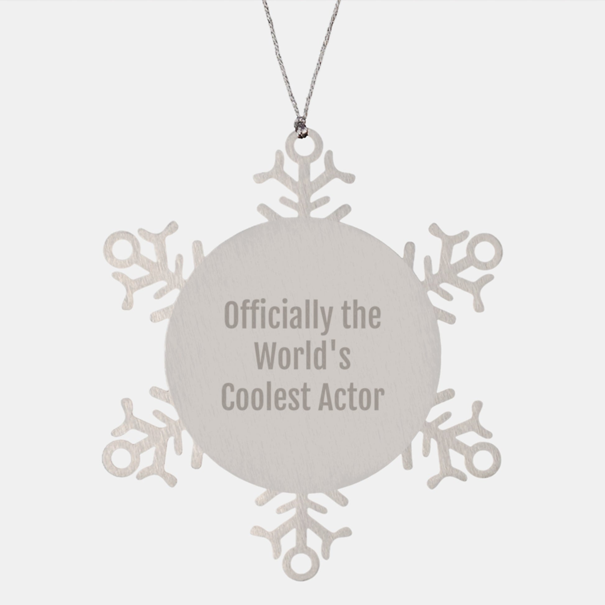 Funny Actor Gifts from Friends Unique Christmas Snowflake Ornament Officially The World's Coolest Actor Quote - Image 1