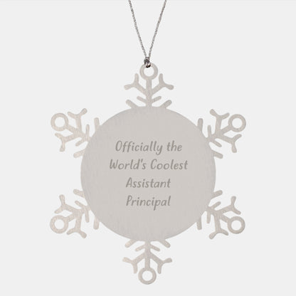 Funny Assistant Principal Gifts Snowflake Ornament, Christmas Unique Gifts for Assistant Principal, Officially The World's Coolest Assistant Principal - Image 1