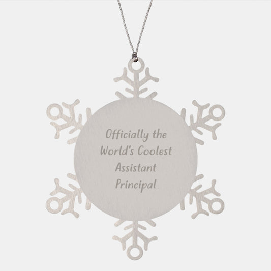Funny Assistant Principal Gifts Snowflake Ornament, Christmas Unique Gifts for Assistant Principal, Officially The World's Coolest Assistant Principal - Image 1