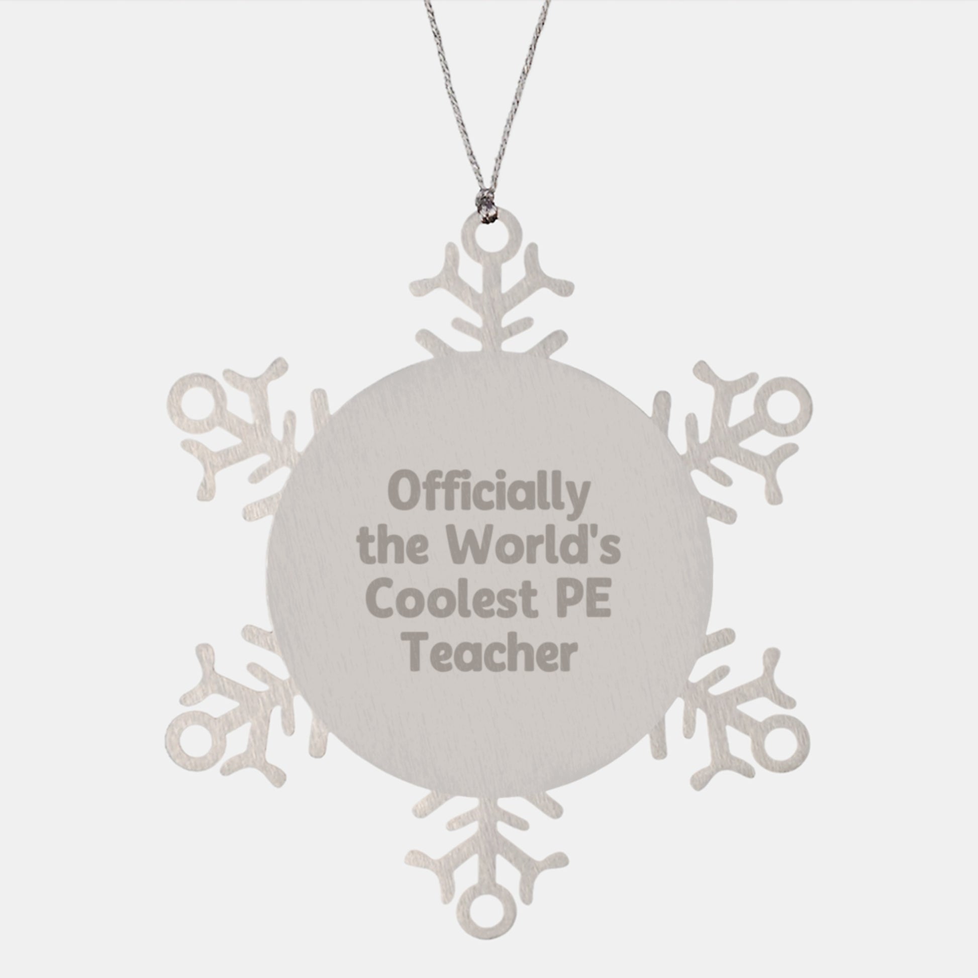 Funny PE Teacher Gifts for Men from Friends - Officially The World's Coolest Pe Teacher Snowflake Ornament - Image 1