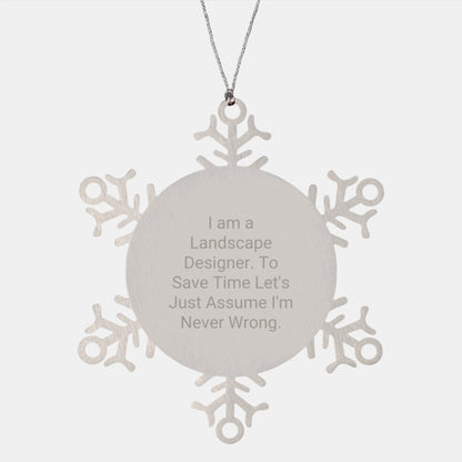 Snowflake Ornament Gifts from Friends to Landscape Designer, Funny Quote Snowflake Ornament for Christmas Unique Gifts, Snowflake Ornament for Landscape Designer - Image 1