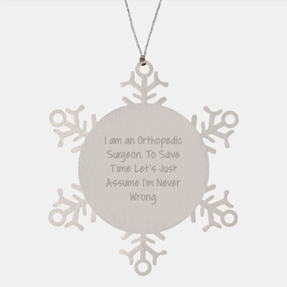 Funny Orthopedic Surgeon Gifts from Men to Orthopedic Surgeon Friends, Snowflake Ornament, Christmas Unique - Image 1