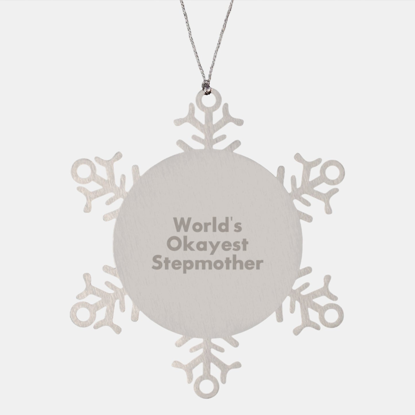 Funny Stepmother Gifts from Men, Snowflake Ornaments for World's Okayest Stepmother on Christmas - Image 1