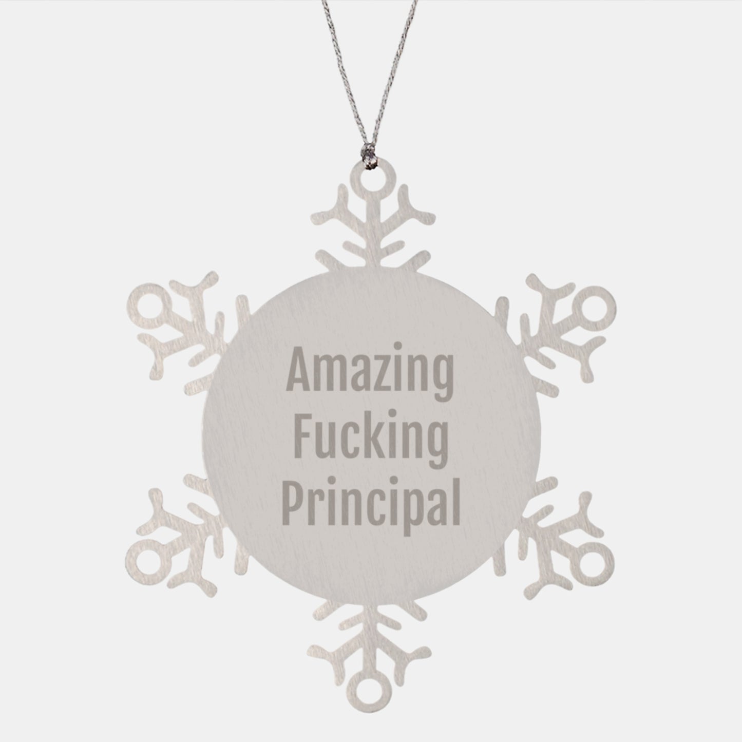 Funny Principal Gifts from Friends for Christmas Unique Snowflake Ornament, Shatterproof Stainless Steel Principal Snowflake Keepsake, Men Women Coworkers Family Principal Gift - Image 1