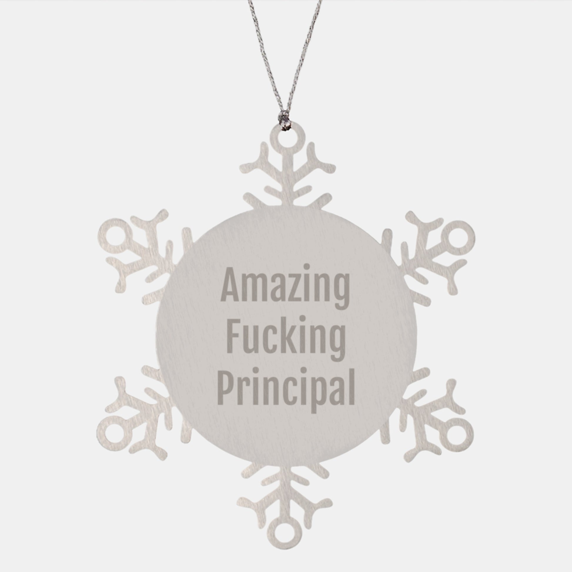 Funny Principal Gifts from Friends for Christmas Unique Snowflake Ornament, Shatterproof Stainless Steel Principal Snowflake Keepsake, Men Women Coworkers Family Principal Gift - Image 1