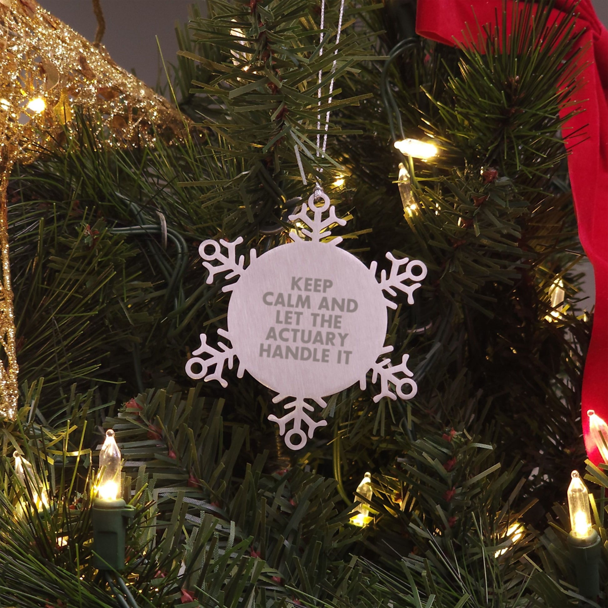 Actuary Gifts Funny Snowflake Ornament Keep Calm And Let The Actuary Handle It Gifts from Actuary Friends to Actuary - Image 3