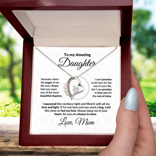 To My Amazing Daughter - I Promise - Forever Love Heart Necklace with Message Card and Gift Box - Mallard Moon Gift Shop