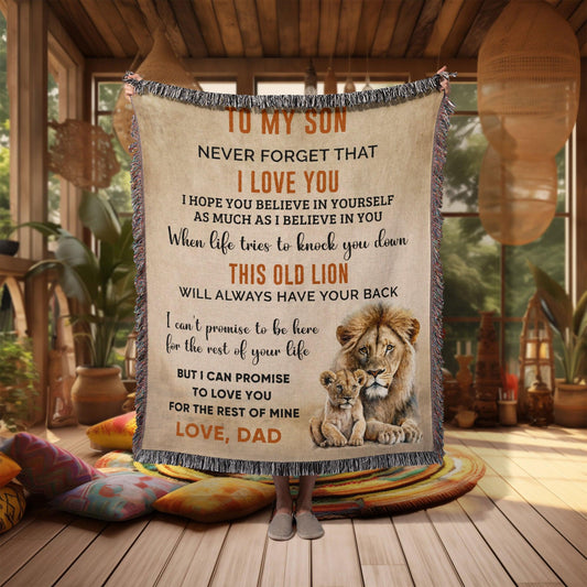 Son Believe in Yourself Personalized Heirloom Woven Cotton Blanket - Mallard Moon Gift Shop