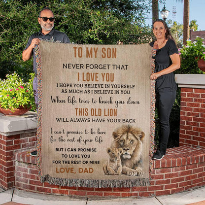 Son Believe in Yourself Personalized Heirloom Woven Cotton Blanket - Mallard Moon Gift Shop