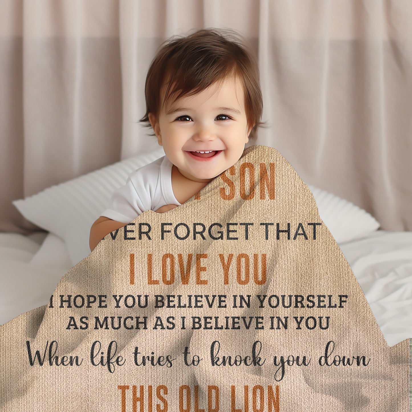 Son Believe in Yourself Personalized Heirloom Woven Cotton Blanket - Mallard Moon Gift Shop