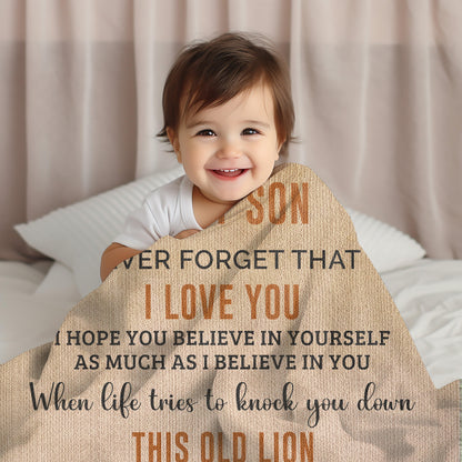 Son Believe in Yourself Personalized Heirloom Woven Cotton Blanket - Mallard Moon Gift Shop