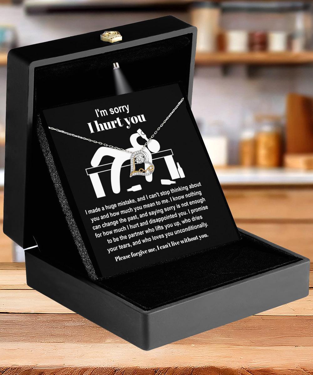 Apology Gift for Girlfriend, Wife, Soulmate - Sorry, Nothing Can Change The Past  - Love Dancing Heart Pendant Necklace - Mallard Moon Gift Shop