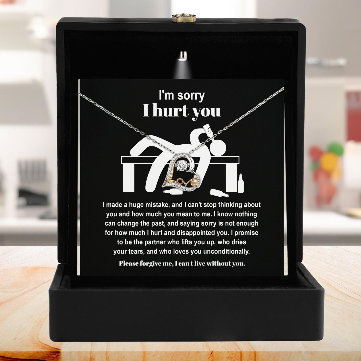 Apology Gift for Girlfriend, Wife, Soulmate - Sorry, Nothing Can Change The Past  - Love Dancing Heart Pendant Necklace - Mallard Moon Gift Shop