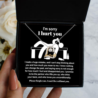 Apology Gift for Girlfriend, Wife, Soulmate - Sorry, Nothing Can Change The Past  - Love Dancing Heart Pendant Necklace - Mallard Moon Gift Shop