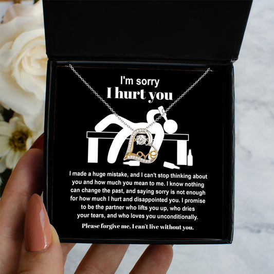 Apology Gift for Girlfriend, Wife, Soulmate - Sorry, Nothing Can Change The Past  - Love Dancing Heart Pendant Necklace - Mallard Moon Gift Shop