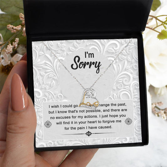 Apology Gift for Girlfriend, Wife, Soulmate - Sorry, Change The Past - Love Dancing Heart Pendant Necklace - Mallard Moon Gift Shop