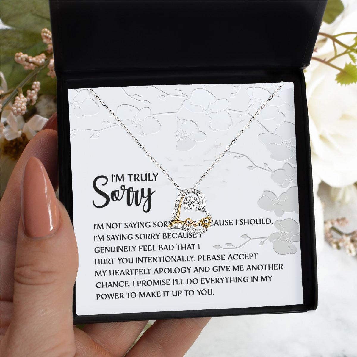 Apology Gift for Girlfriend, Wife, Soulmate - Sorry, Feel Bad - Love Dancing Heart Pendant Necklace - Mallard Moon Gift Shop