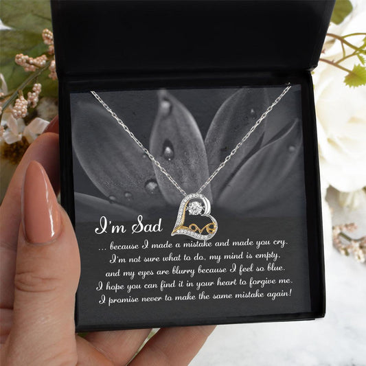 Apology Gift for Girlfriend, Wife, Soulmate - Sorry, Feel So Blue - Love Dancing Heart Pendant Necklace - Mallard Moon Gift Shop
