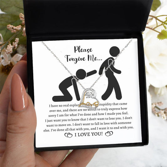 Apology Gift for Girlfriend, Wife, Soulmate - Sorry, Made You Feel - Love Dancing Heart Pendant Necklace - Mallard Moon Gift Shop