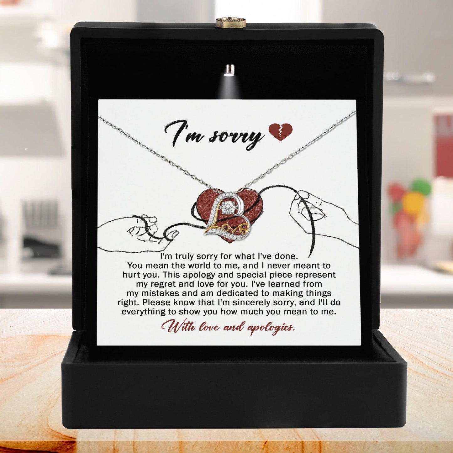 Apology Gift for Girlfriend, Wife, Soulmate - Sorry, Mean The World - Love Dancing Heart Pendant Necklace - Mallard Moon Gift Shop