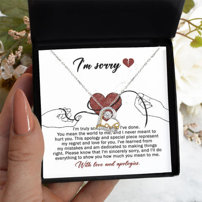 Apology Gift for Girlfriend, Wife, Soulmate - Sorry, Mean The World - Love Dancing Heart Pendant Necklace - Mallard Moon Gift Shop