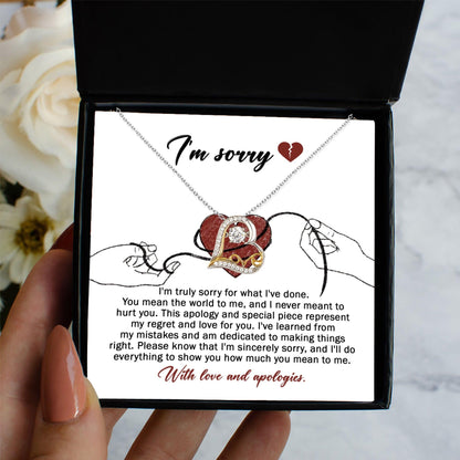 Apology Gift for Girlfriend, Wife, Soulmate - Sorry, Mean The World - Love Dancing Heart Pendant Necklace - Mallard Moon Gift Shop