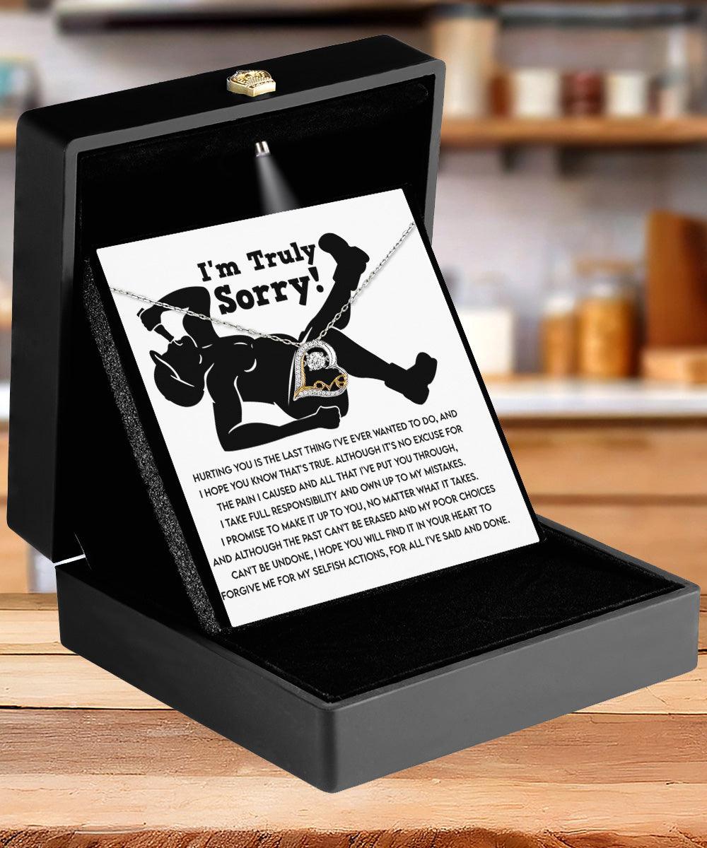 Apology Gift for Girlfriend, Wife, Soulmate - Sorry, Selfish Actions - Love Dancing Heart Pendant Necklace - Mallard Moon Gift Shop