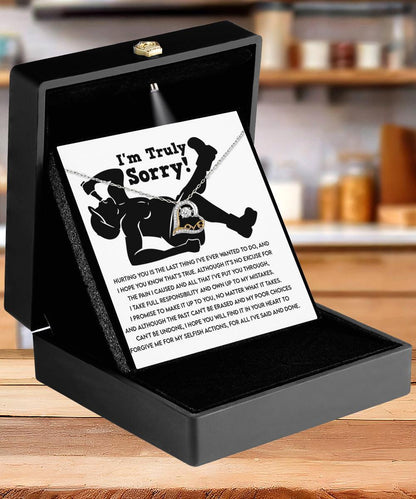 Apology Gift for Girlfriend, Wife, Soulmate - Sorry, Selfish Actions - Love Dancing Heart Pendant Necklace - Mallard Moon Gift Shop