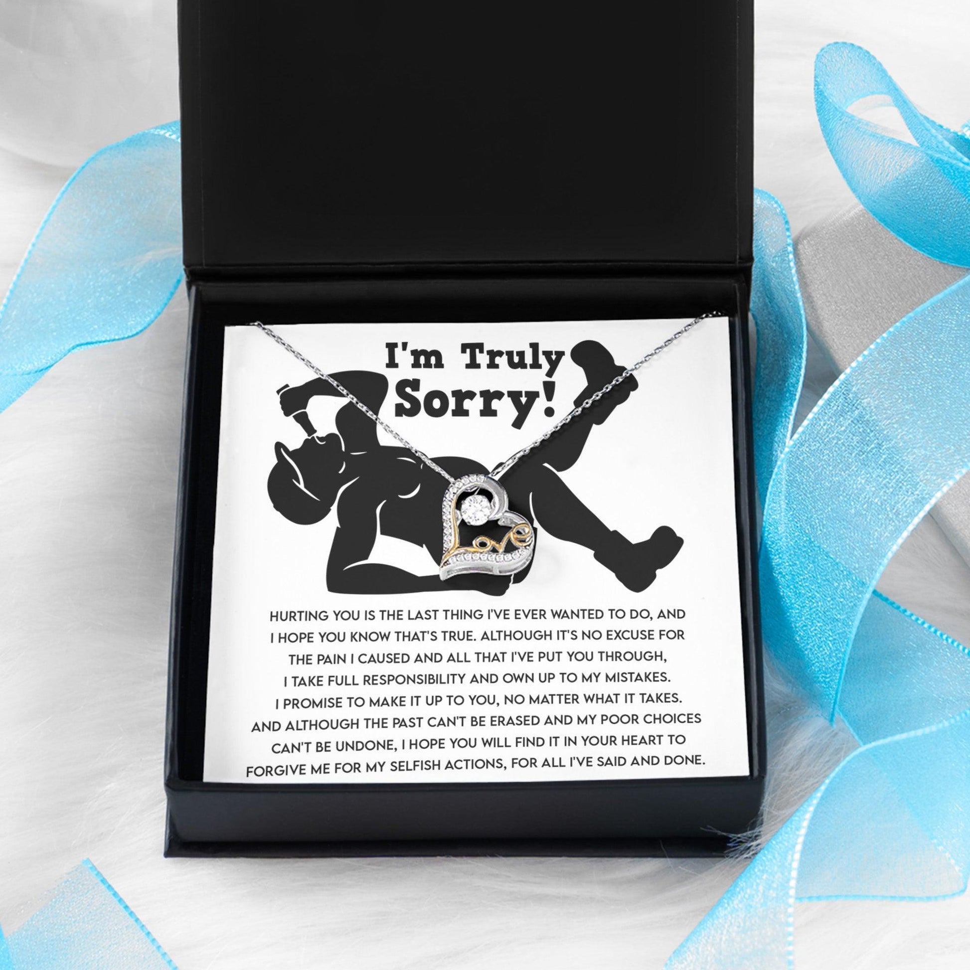 Apology Gift for Girlfriend, Wife, Soulmate - Sorry, Selfish Actions - Love Dancing Heart Pendant Necklace - Mallard Moon Gift Shop