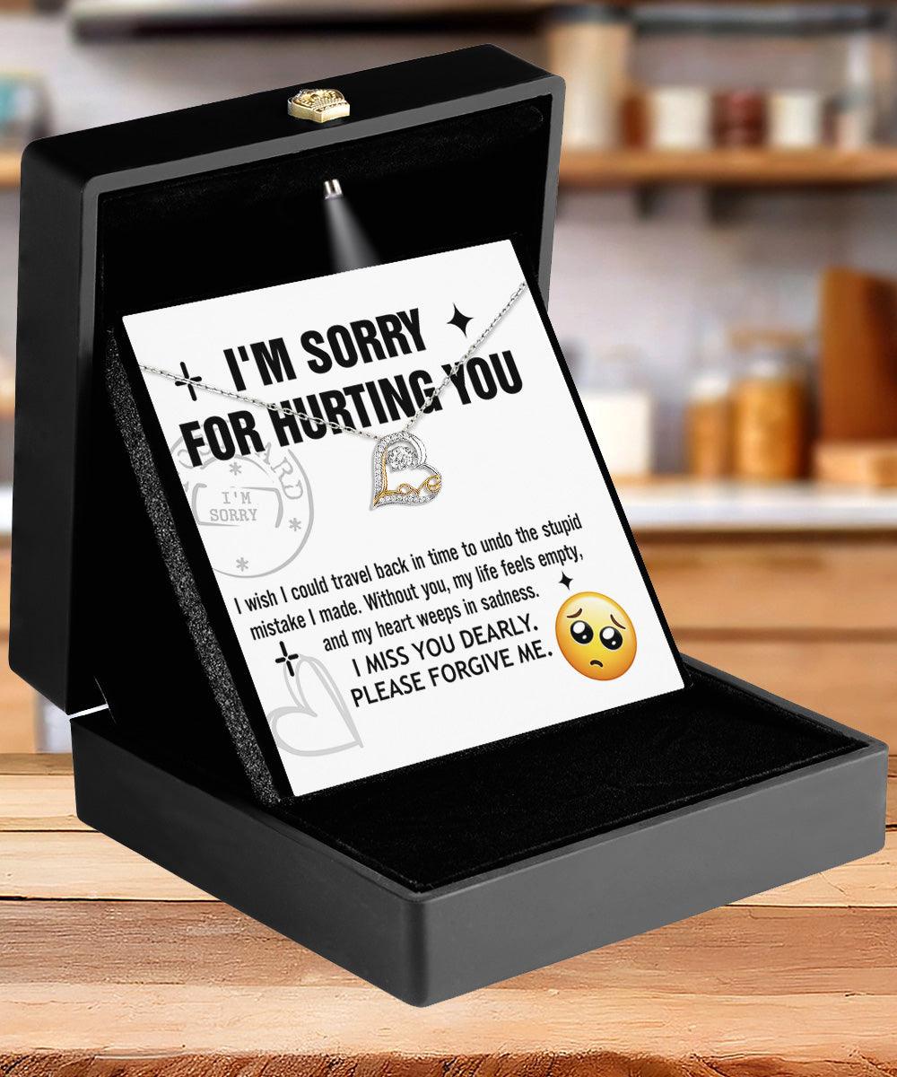 Apology Gift for Girlfriend, Wife, Soulmate - Sorry, Travel Back - Love Dancing Heart Pendant Necklace - Mallard Moon Gift Shop