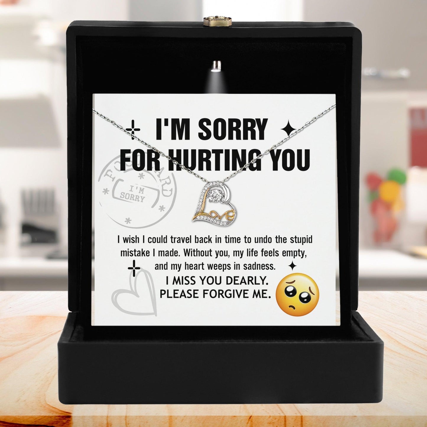 Apology Gift for Girlfriend, Wife, Soulmate - Sorry, Travel Back - Love Dancing Heart Pendant Necklace - Mallard Moon Gift Shop