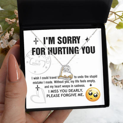 Apology Gift for Girlfriend, Wife, Soulmate - Sorry, Travel Back - Love Dancing Heart Pendant Necklace - Mallard Moon Gift Shop