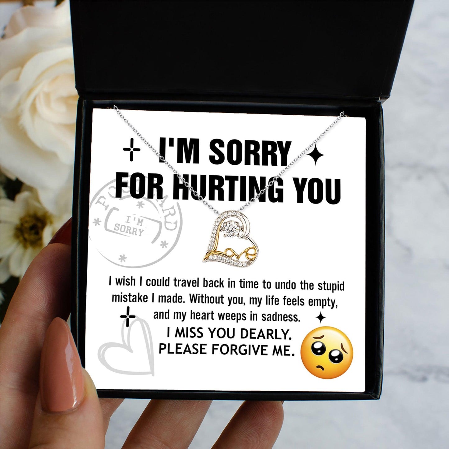 Apology Gift for Girlfriend, Wife, Soulmate - Sorry, Travel Back - Love Dancing Heart Pendant Necklace - Mallard Moon Gift Shop