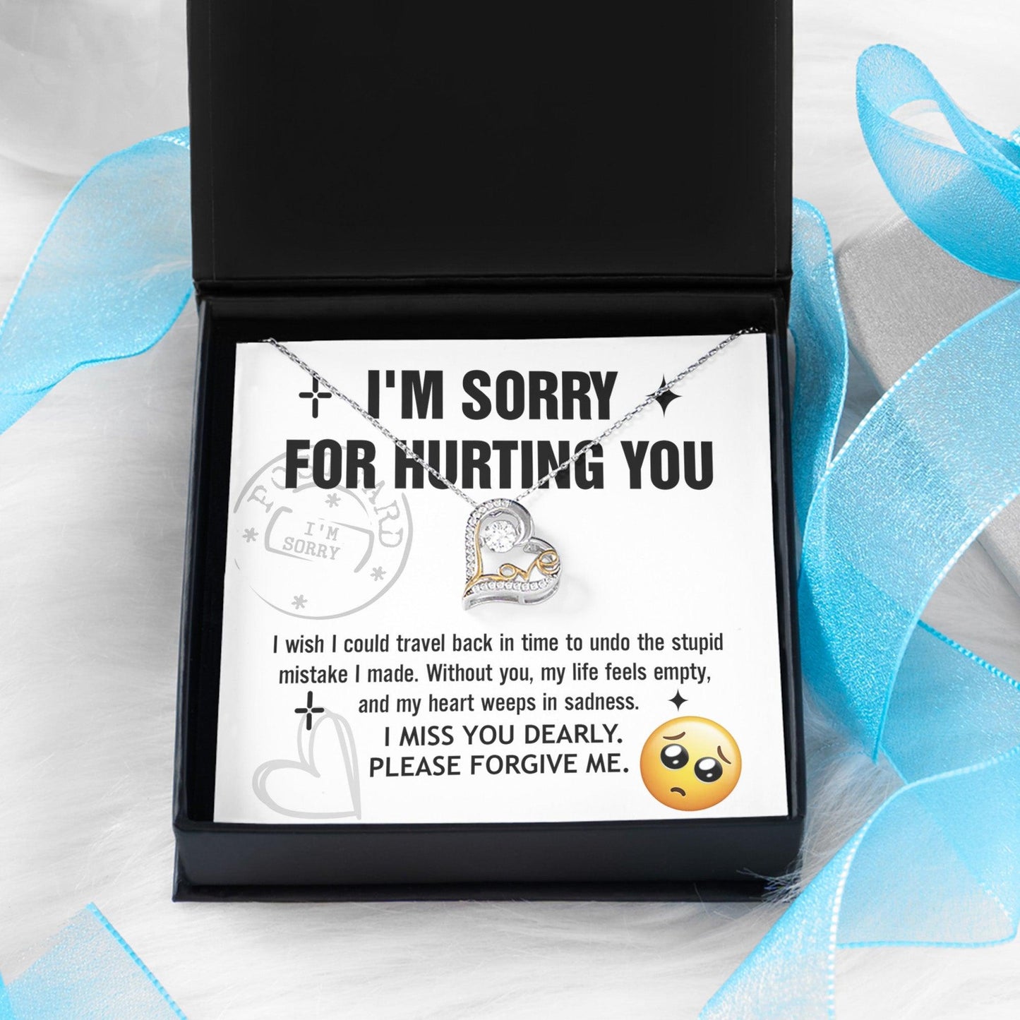 Apology Gift for Girlfriend, Wife, Soulmate - Sorry, Travel Back - Love Dancing Heart Pendant Necklace - Mallard Moon Gift Shop