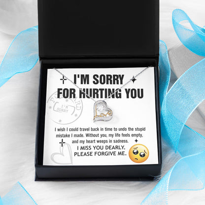 Apology Gift for Girlfriend, Wife, Soulmate - Sorry, Travel Back - Love Dancing Heart Pendant Necklace - Mallard Moon Gift Shop