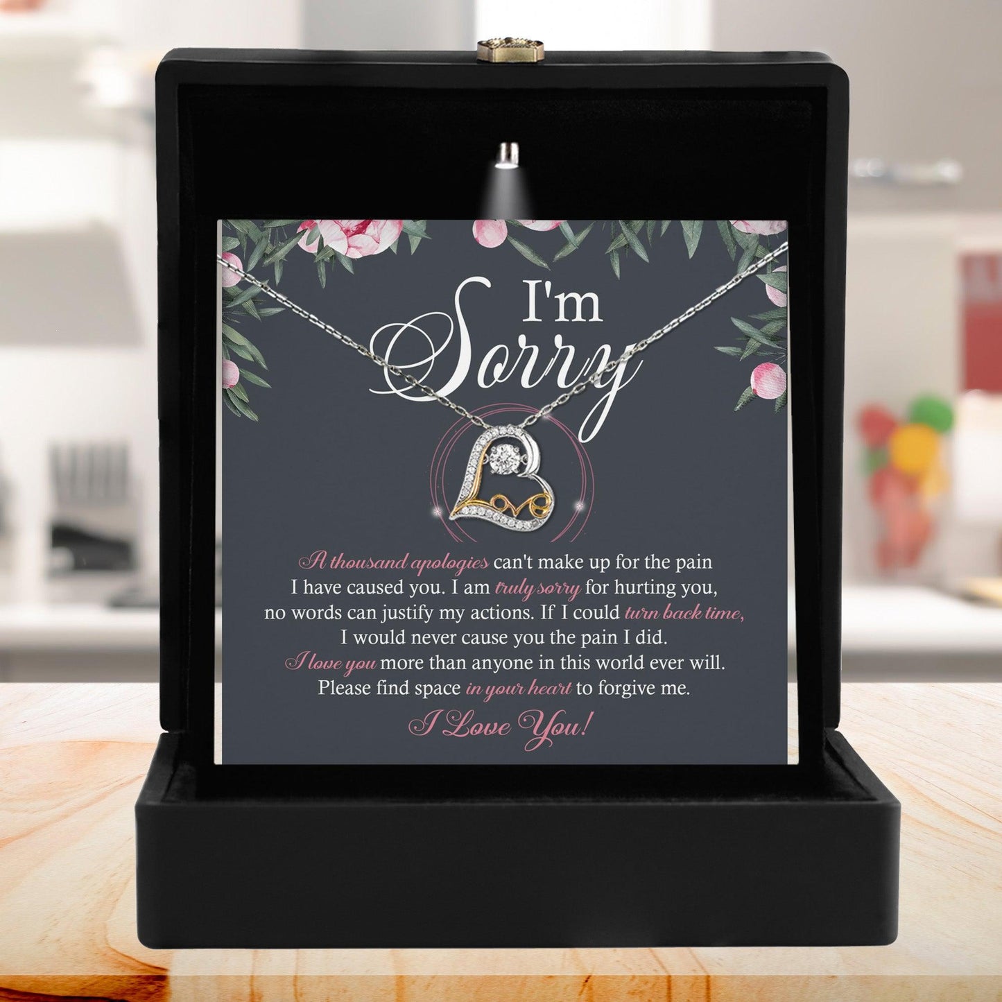 Apology Gift for Girlfriend, Wife, Soulmate - Sorry, World Ever Will - Love Dancing Heart Pendant Necklace - Mallard Moon Gift Shop