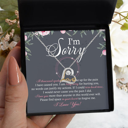 Apology Gift for Girlfriend, Wife, Soulmate - Sorry, World Ever Will - Love Dancing Heart Pendant Necklace - Mallard Moon Gift Shop