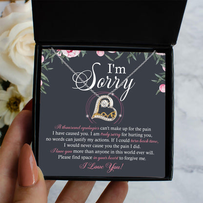 Apology Gift for Girlfriend, Wife, Soulmate - Sorry, World Ever Will - Love Dancing Heart Pendant Necklace - Mallard Moon Gift Shop
