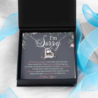 Apology Gift for Girlfriend, Wife, Soulmate - Sorry, World Ever Will - Love Dancing Heart Pendant Necklace - Mallard Moon Gift Shop