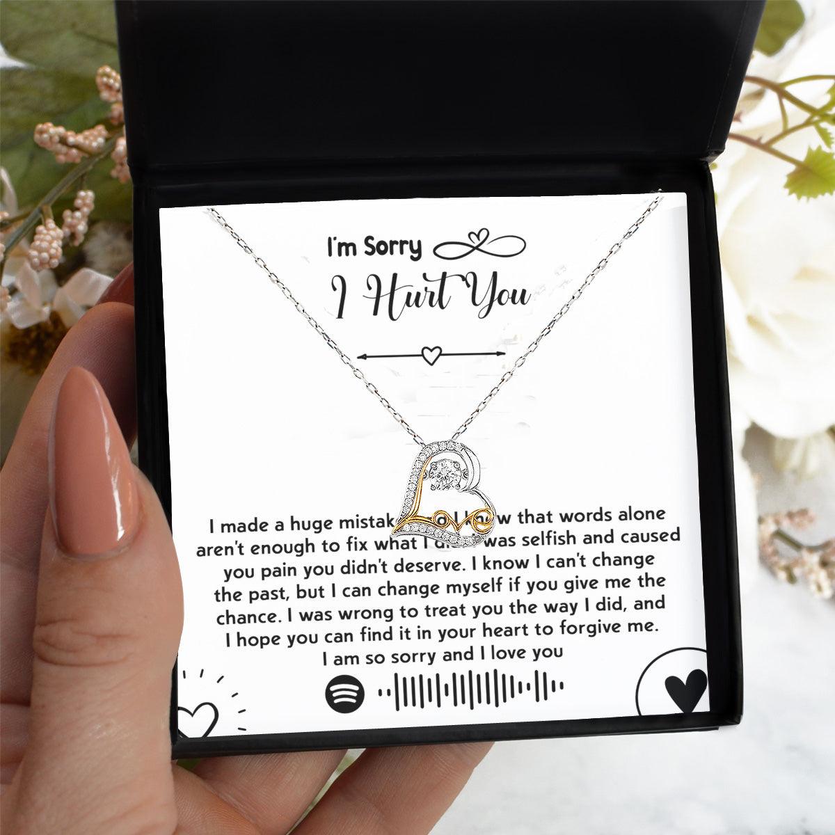 Apology Gift for Girlfriend, Wife, Soulmate - Sorry, You Didn't Deserve - Love Dancing Heart Pendant Necklace - Mallard Moon Gift Shop