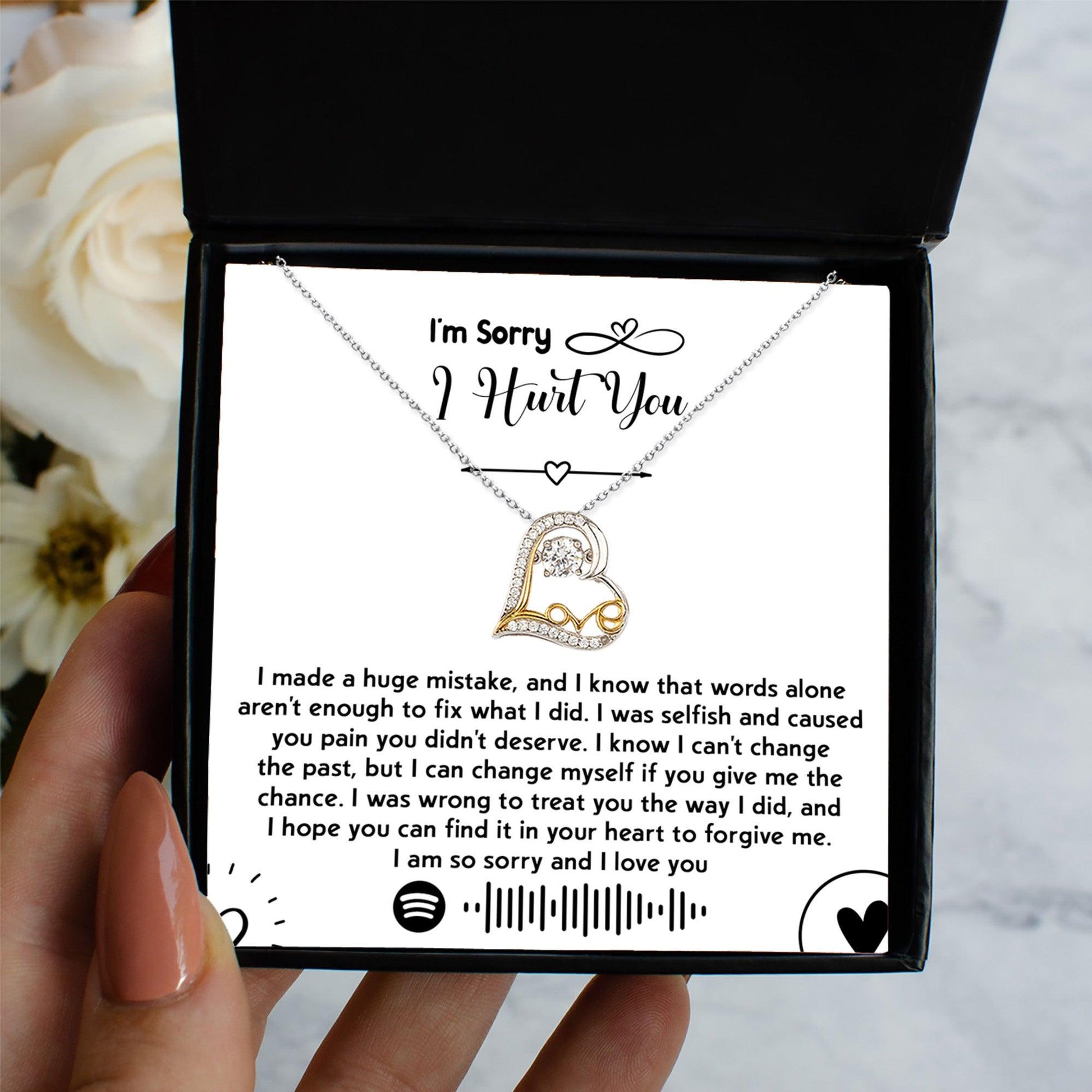 Apology Gift for Girlfriend, Wife, Soulmate - Sorry, You Didn't Deserve - Love Dancing Heart Pendant Necklace - Mallard Moon Gift Shop