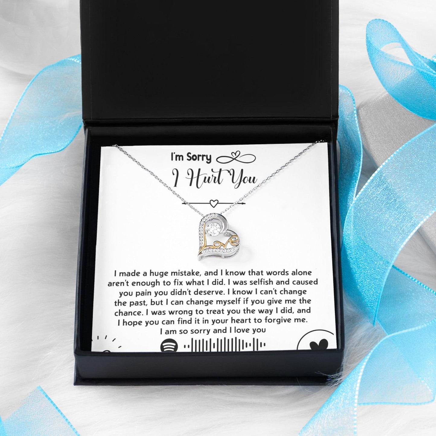 Apology Gift for Girlfriend, Wife, Soulmate - Sorry, You Didn't Deserve - Love Dancing Heart Pendant Necklace - Mallard Moon Gift Shop