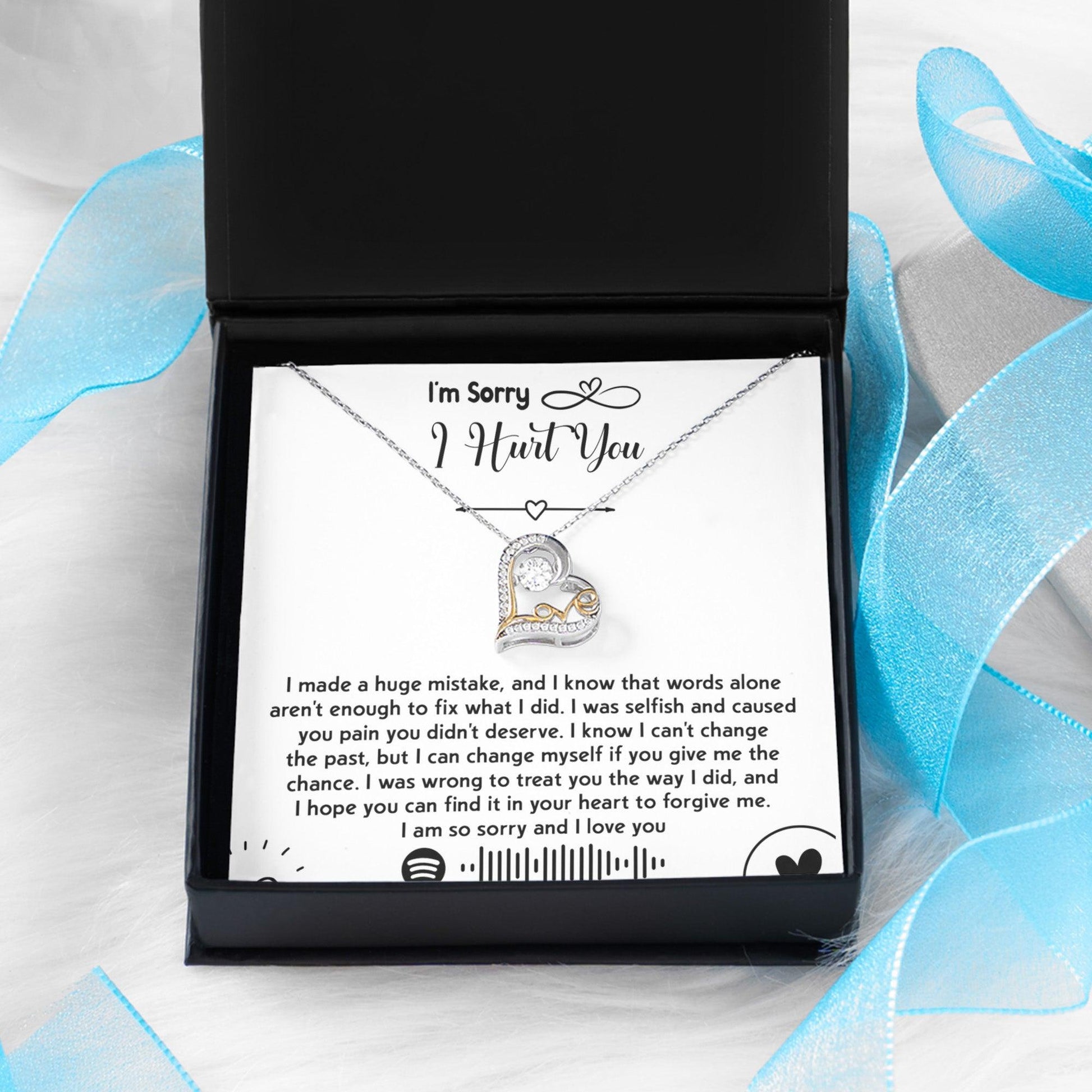 Apology Gift for Girlfriend, Wife, Soulmate - Sorry, You Didn't Deserve - Love Dancing Heart Pendant Necklace - Mallard Moon Gift Shop