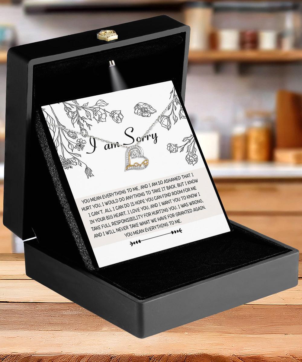 Apology Gift for Girlfriend, Wife, Soulmate - Sorry, Your Big Heart - Love Dancing Heart Pendant Necklace - Mallard Moon Gift Shop