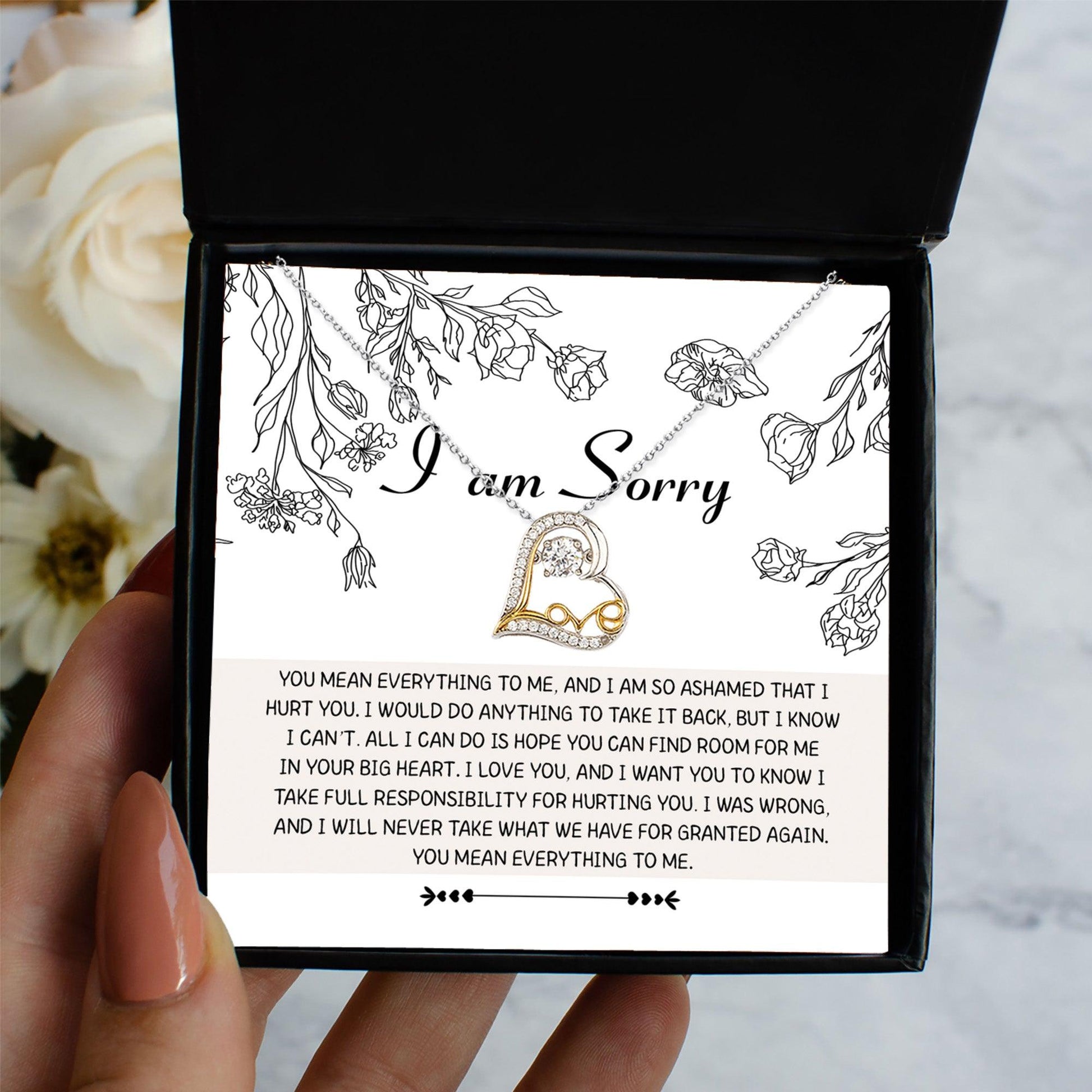 Apology Gift for Girlfriend, Wife, Soulmate - Sorry, Your Big Heart - Love Dancing Heart Pendant Necklace - Mallard Moon Gift Shop