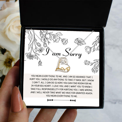 Apology Gift for Girlfriend, Wife, Soulmate - Sorry, Your Big Heart - Love Dancing Heart Pendant Necklace - Mallard Moon Gift Shop