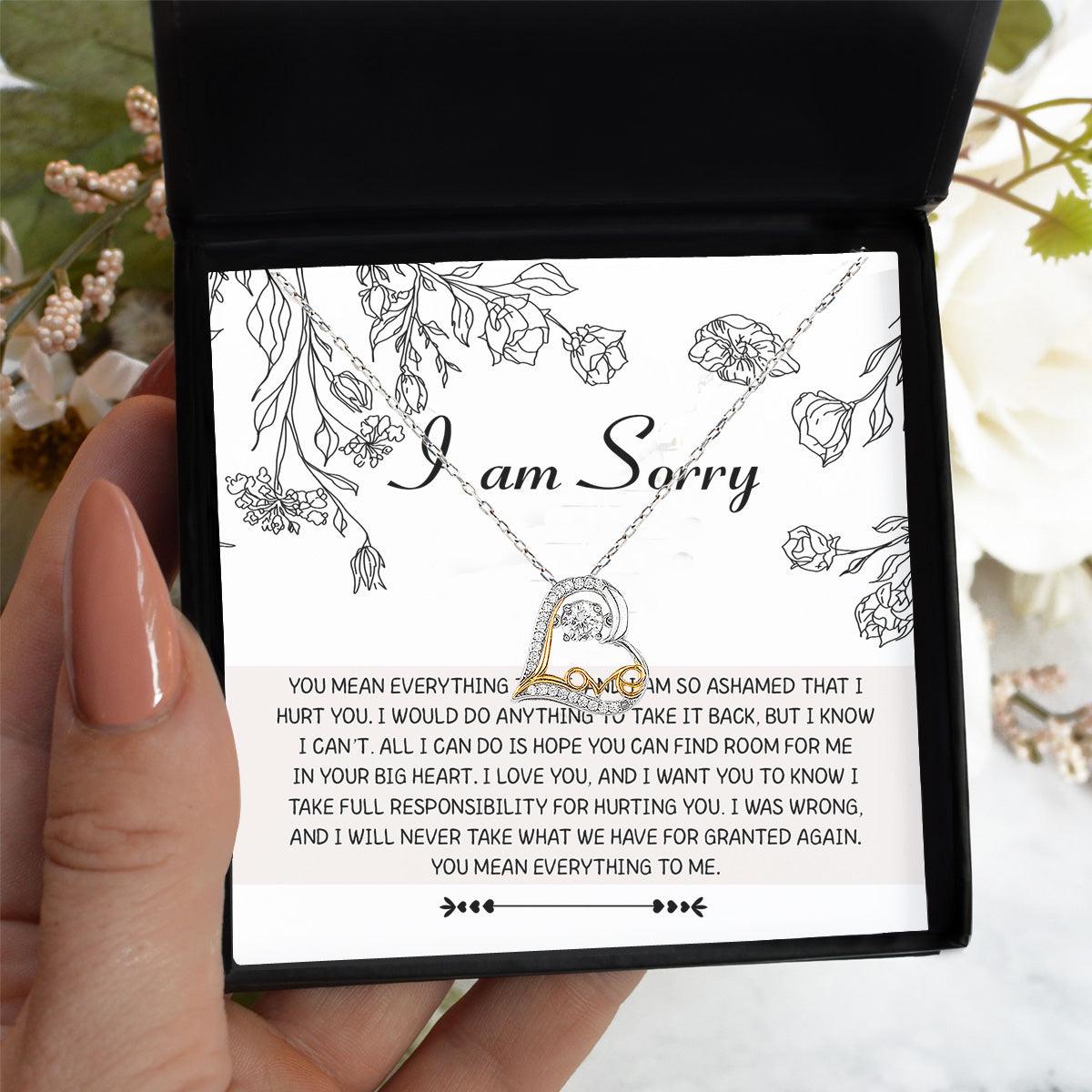 Apology Gift for Girlfriend, Wife, Soulmate - Sorry, Your Big Heart - Love Dancing Heart Pendant Necklace - Mallard Moon Gift Shop